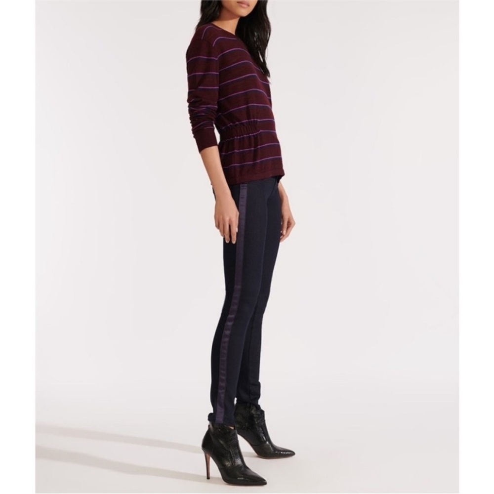 Veronica Beard Kate Skinny High Rise Jeans in Indigo Tuxedo Stripe